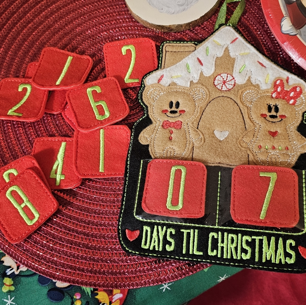 Festive Gingerbread Countdown Calendar with Red and Green Accents